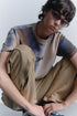 CIRCLE CUT-OUT PANTS -RUSTED BEIGE-